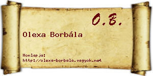 Olexa Borbála névjegykártya